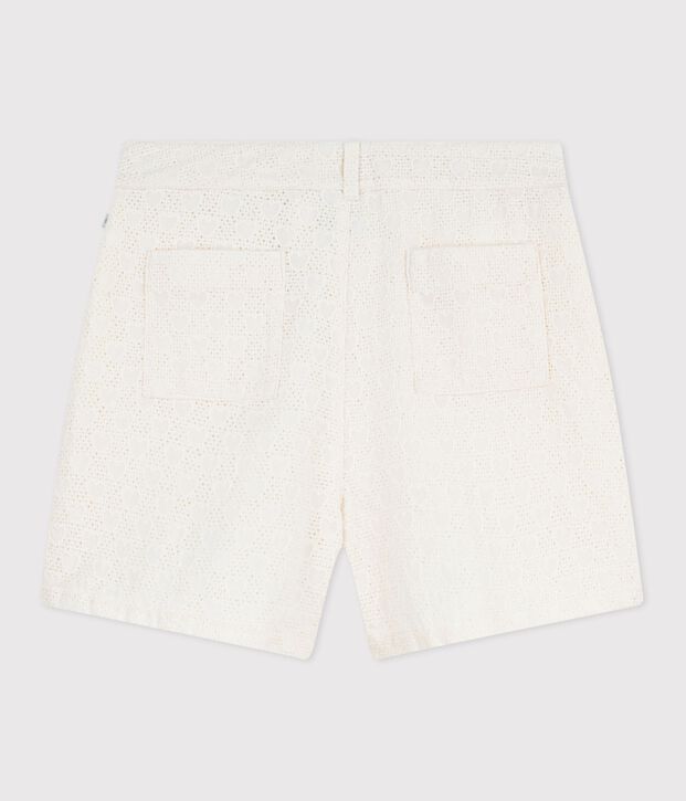 Children's cotton shorts with a heart motif white