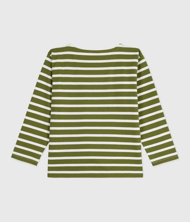 Children's cotton Breton top green/ecru