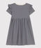 Girls' Stripy Short-Sleeved Cotton Dress SMOKING blue/MARSHMALLOW white