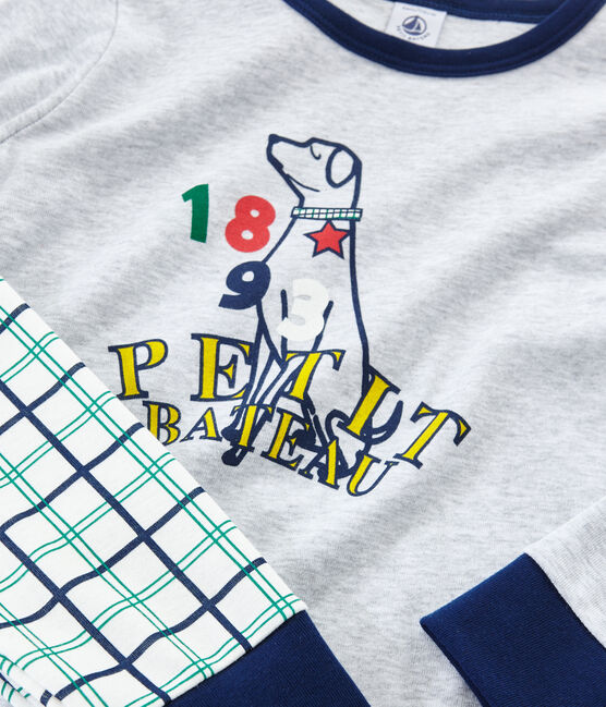 Boys' Tube Knit and Rib Knit Pyjamas MARSHMALLOW white/MULTICO white
