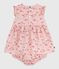 Babies' sleeveless cotton dress with matching bloomers JOLI pink/MULTICO white