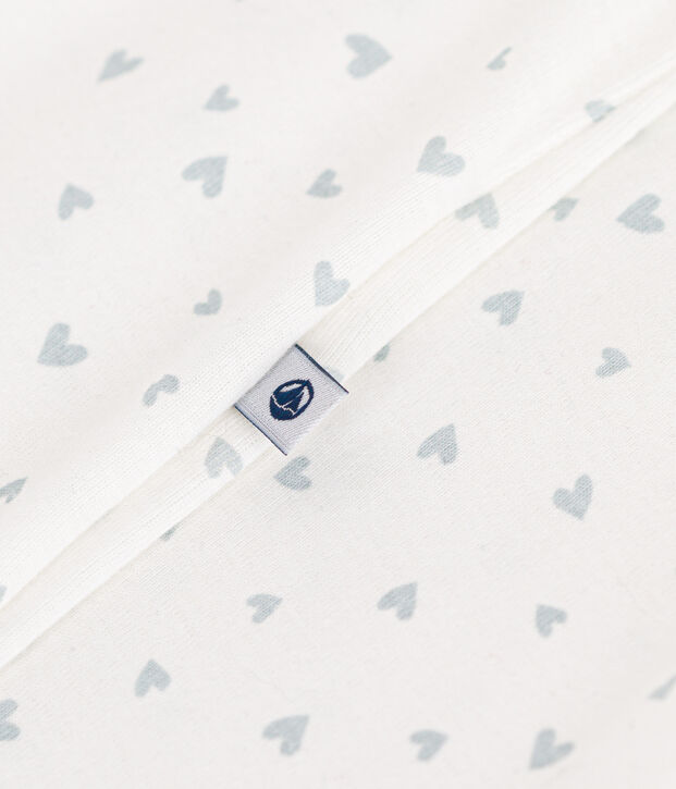 Babies' printed cotton pyjama suit white/blue