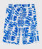 Children's printed cotton Bermuda shorts MARSHMALLOW blue/PORCELANA