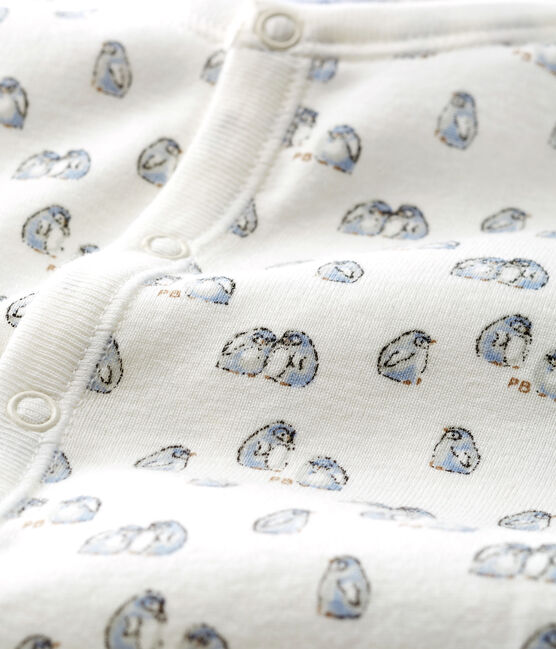 Babies' Ribbed Jumpsuit/Sleeping Bag MARSHMALLOW white/TOUDOU blue/MULTICO