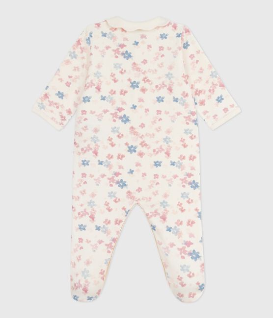 Babies' floral-print brushed fleece pyjamas with a petal collar MILK /MULTICO
