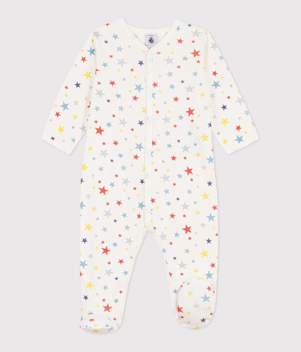 Babies' star print cotton pyjama suit white/multicolor