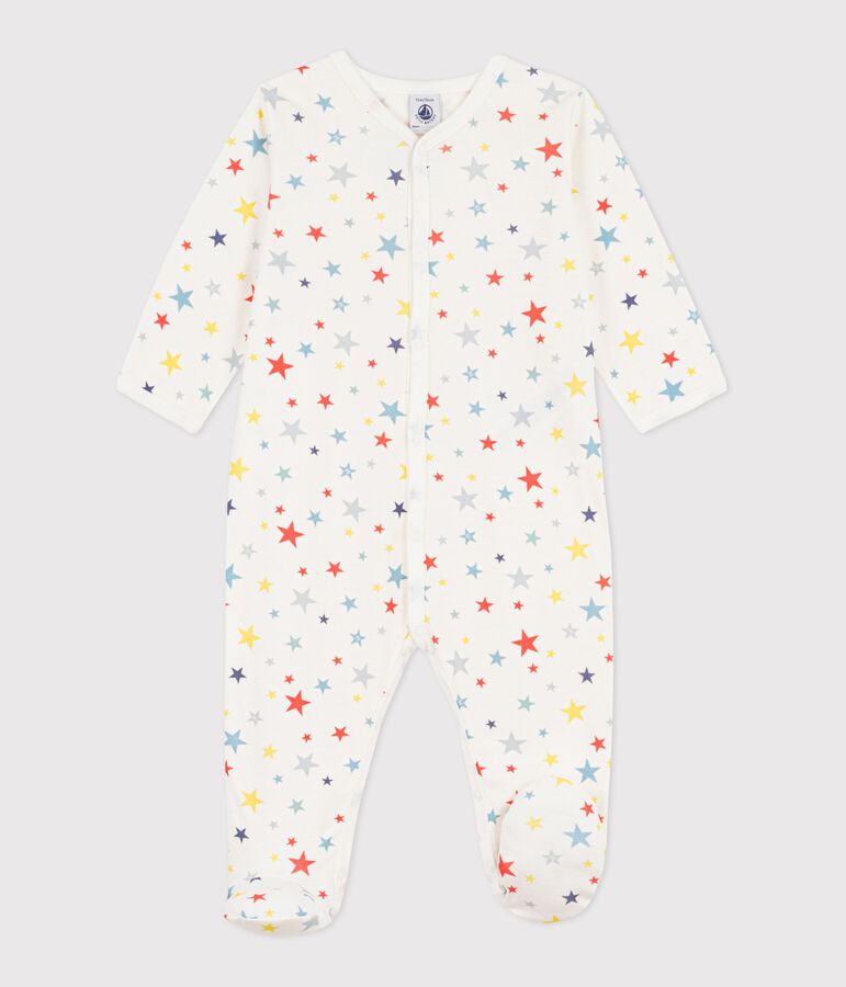 Babies' star print cotton pyjama suit white/multicolor