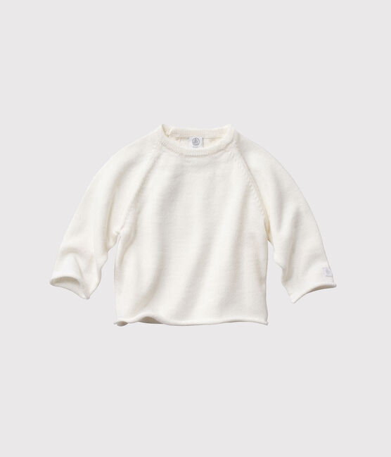 Baby top in wool and cotton LAIT white