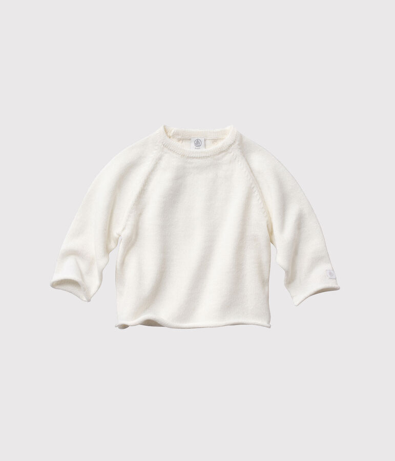 Baby top in wool and cotton white