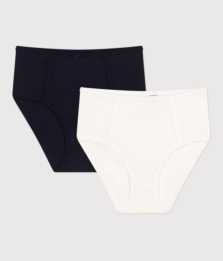 Women's High-Waisted Cotton and Elastane Briefs - 2-Pack multicolor