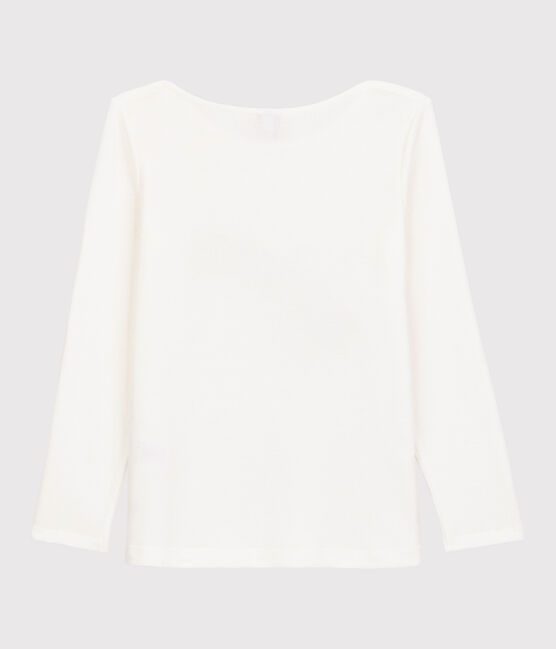 Girls' Long-Sleeved Cotton T-Shirt MARSHMALLOW white