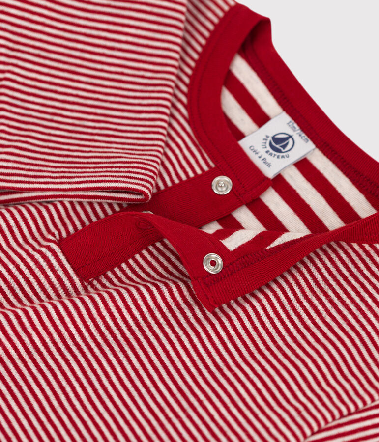 Babies' Long-Sleeved Pinstriped Tube Knit T-Shirt red/beige