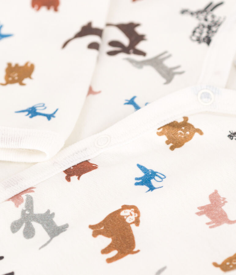 Babies' Footless Cotton Pyjamas white/brown