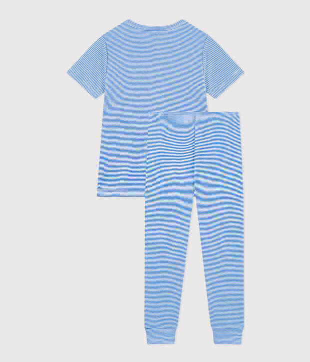 Children's Stripy Cotton Pyjamas blue/white