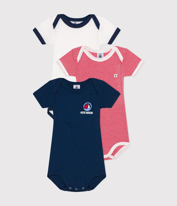 Babies' short-sleeved cotton bodysuits - 3-Pack multicolor