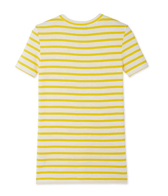 Women's T-shirt in heritage striped rib SHINE yellow/MARSHMALLOW white