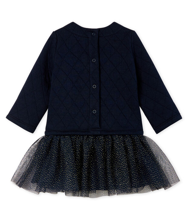 Baby Girls' Long-Sleeved Dual Material Dress SMOKING