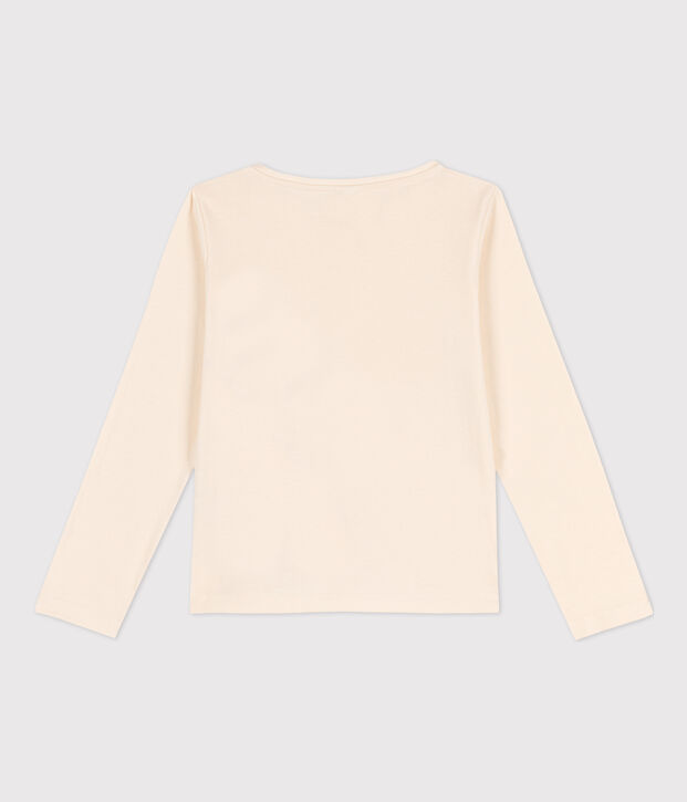 Children's Unisex Long-Sleeved Cotton T-Shirt Ecru/orange