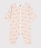 Babies' footless cotton pyjama suit printed with elephants MARSHMALLOW white/MULTICO white