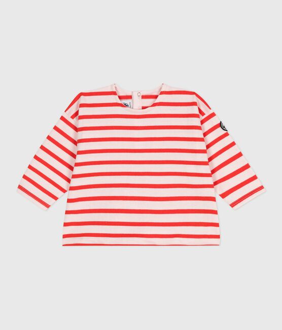 Baby sailor top in thick cotton FLEUR pink/SPICY