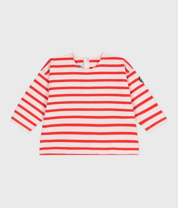 Baby sailor top in thick cotton pink/red