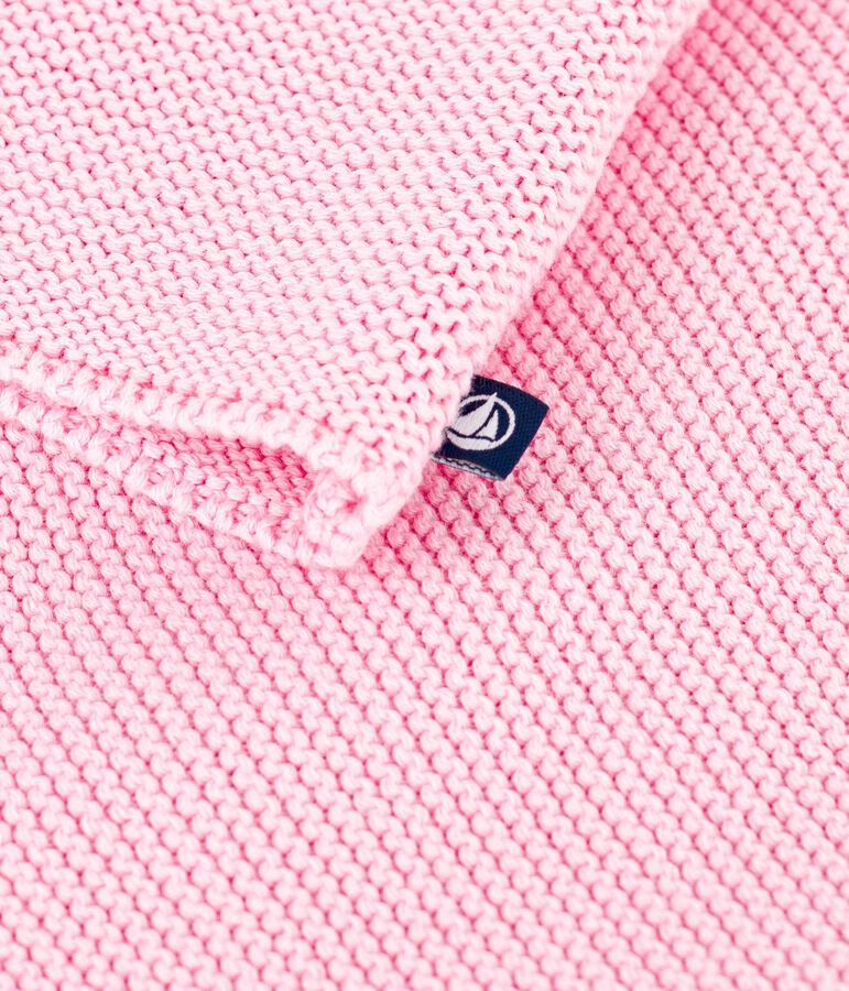Babies' moss stitch cotton cardigan pink