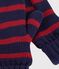 Children's stripy knitted polar fleece-lined mittens blue/red
