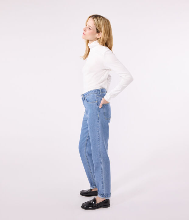 Women's Iconic roll neck cotton T-shirt white