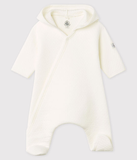 Babies' Long Jumpsuit in Quilted Tube Knit MARSHMALLOW white