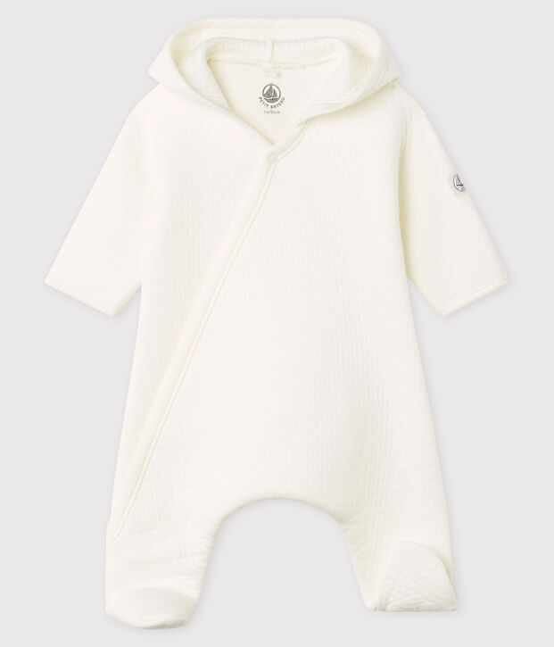 Babies' Long Jumpsuit in Quilted Tube Knit white