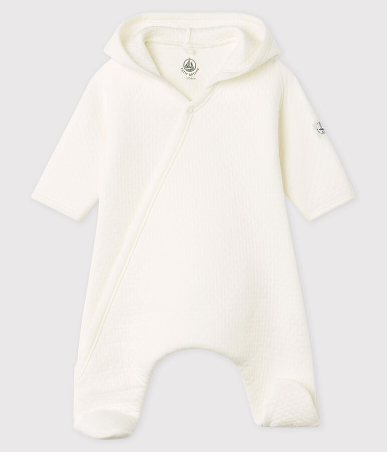 Babies' Long Jumpsuit in Quilted Tube Knit white