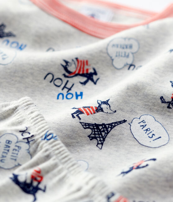 Boys' Snugfit Paris Print Organic Cotton Pyjamas BELUGA grey/MULTICO white
