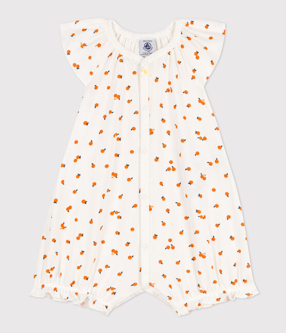 Babies' Orange Cotton Playsuit MARSHMALLOW white/MULTICO white