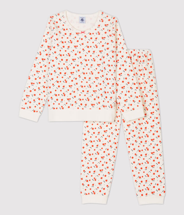Girls' Floral Print Velour Pyjamas white/multicolor
