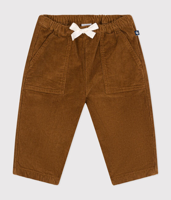 Babies' velour trousers CUIVRE brown