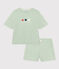 Women's Plain Cotton Pyjama Shorts and T-shirt. HERBIER green