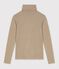 Women's plain cotton rollneck beige