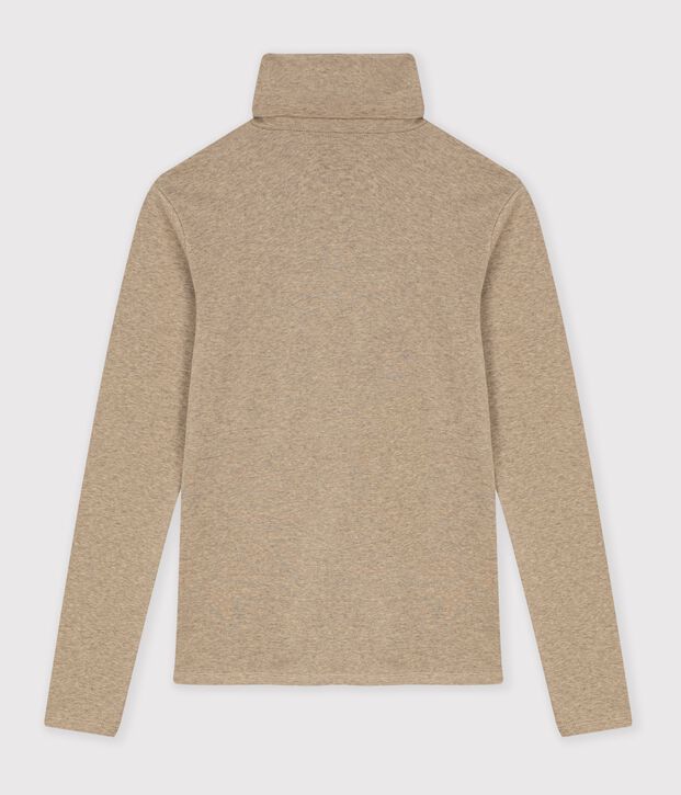 Women's plain cotton rollneck beige