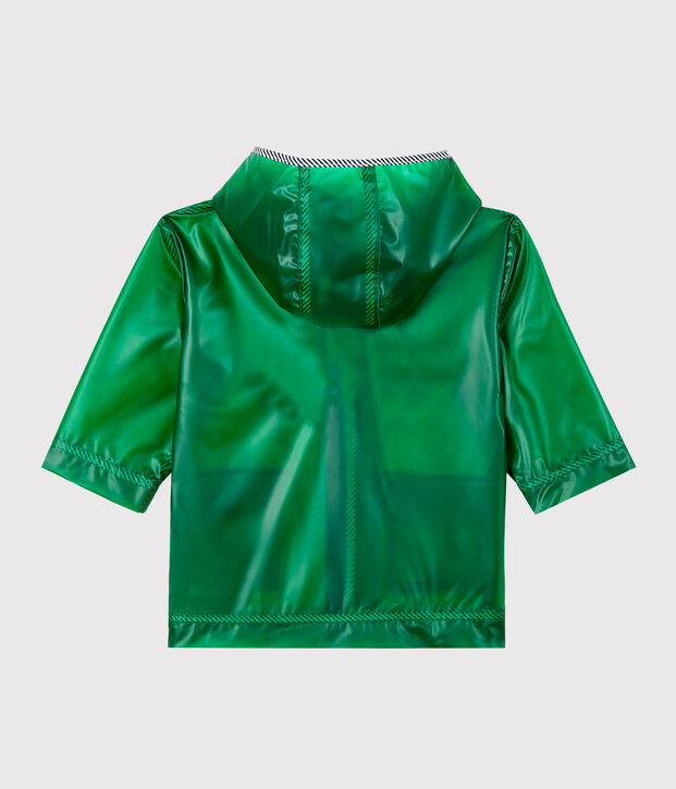 Unisex transparent waxed coat for babies green