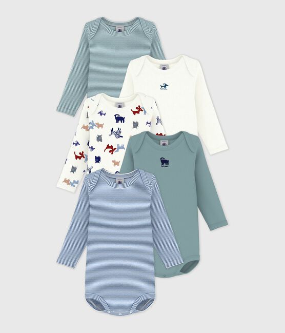 Pack of long-sleeved printed cotton bodies for babies variante 1