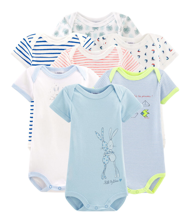 Surprise pack of 7 short-sleeved bodysuits for baby boys multicolor