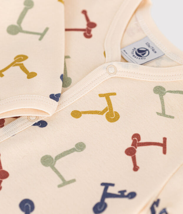 Babies' Footless Cotton Pyjamas Ecru/blue