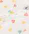 Babies' footless heart pattern cotton pyjamas MARSHMALLOW white/MULTICO white