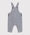 Baby's long canvas dungarees MEDIEVAL blue/MARSHMALLOW white