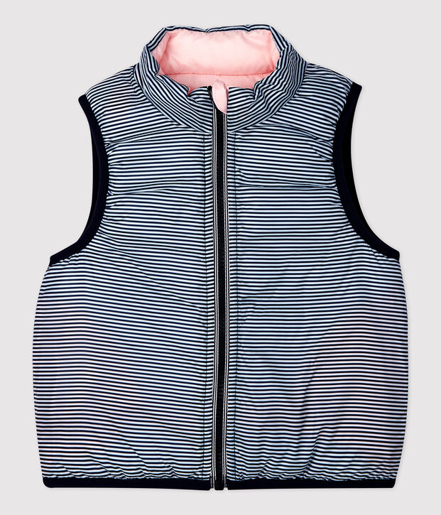 Babies' Reversible Sleeveless Polyester Down Jacket pink
