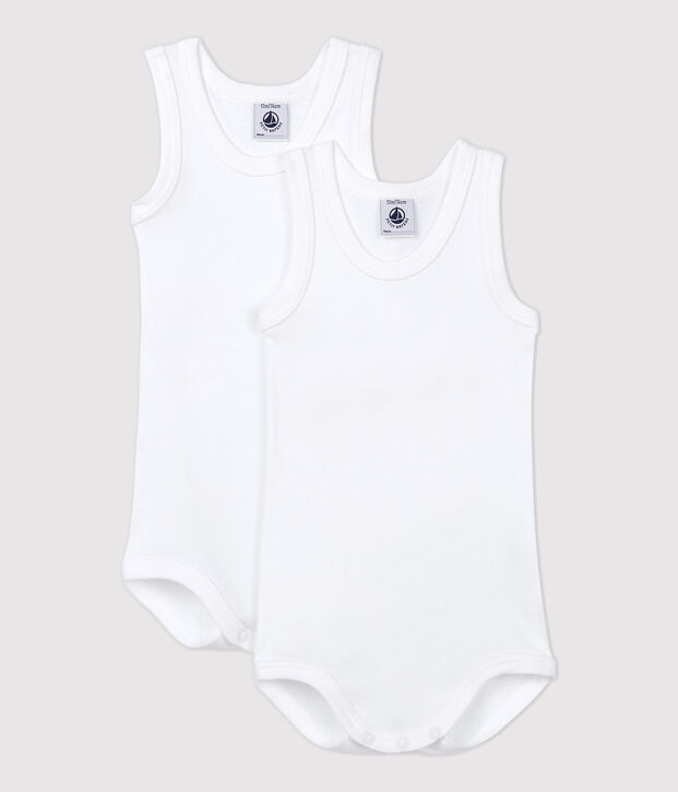 Babies' White Sleeveless Bodysuit - 2-Pack multicolor