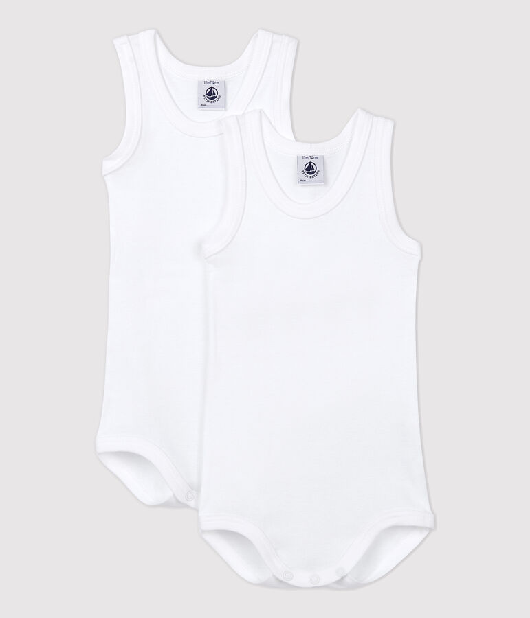Babies' White Sleeveless Bodysuit - 2-Pack multicolor