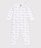 Babies' whale-print velour popper-free pyjamas white/blue