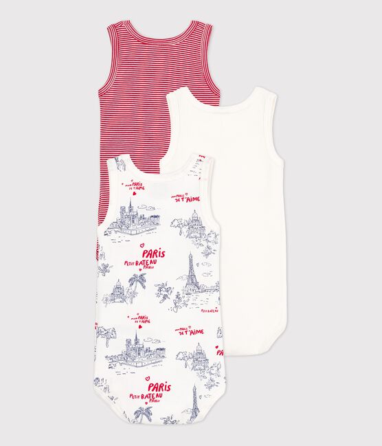 Babies' Paris-Themed Sleeveless Cotton Bodysuits - 3-Pack variante 1