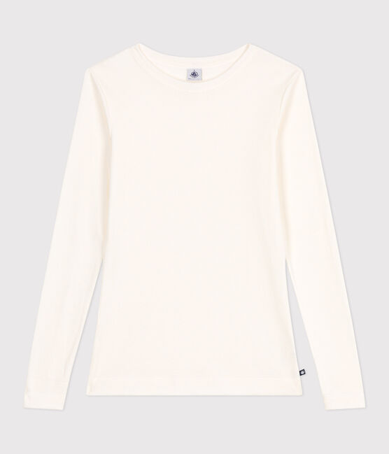 Women's Iconic long-sleeved wool and cotton T-shirt MILK Ecru